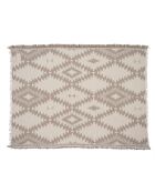 Plaid en laine motif kilim beige 140x200 cm