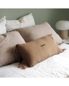 Coussin en lin à chevrons marron 30x60cm
