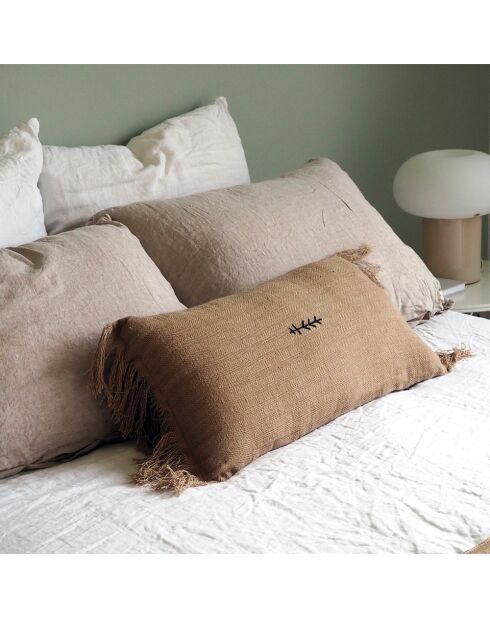 Coussin en lin à chevrons marron 30x60cm