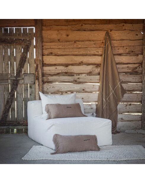 Coussin en lin à chevrons marron 30x60cm