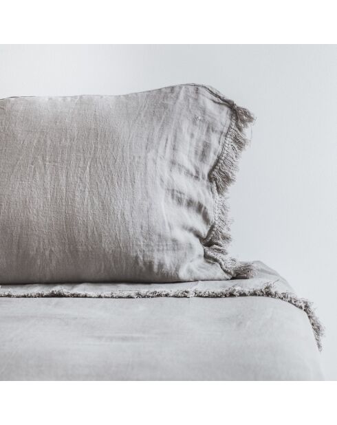 Coussin frangé gris 80x80cm