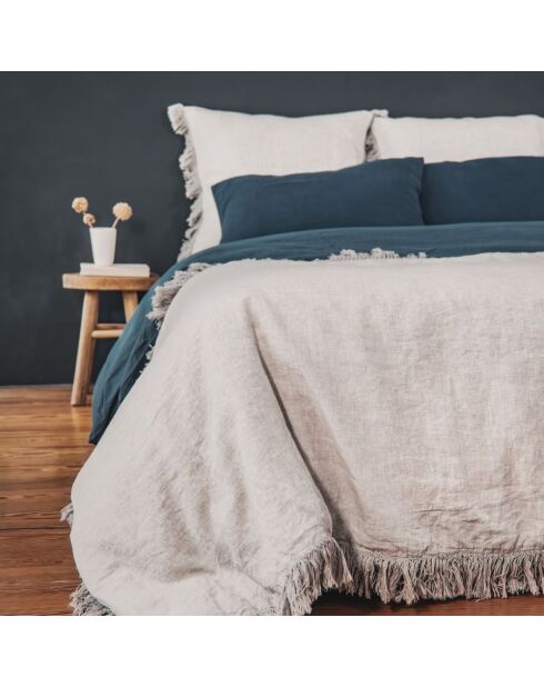 Coussin en lin frangé naturel 80x80cm