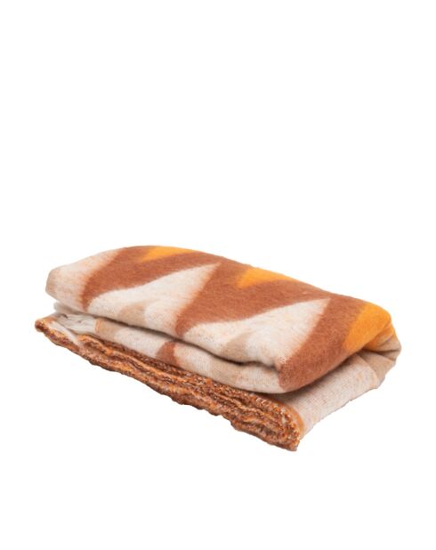 Plaid en laine motif 70s orange 135x230cm