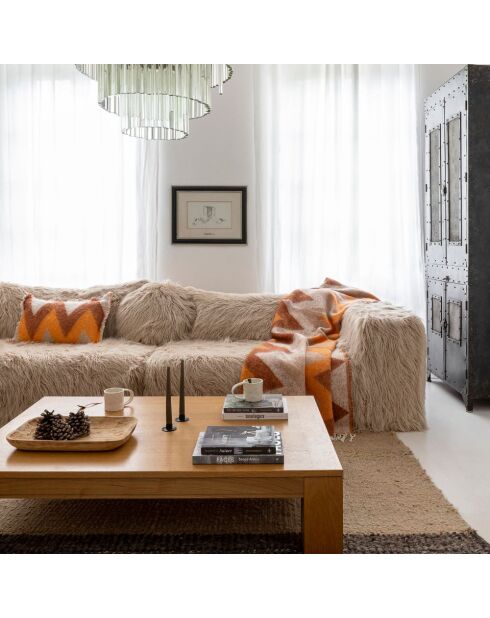 Plaid en laine motif 70s orange 135x230cm