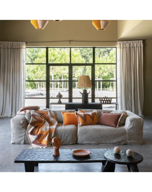 Plaid en laine motif 70s orange 135x230cm