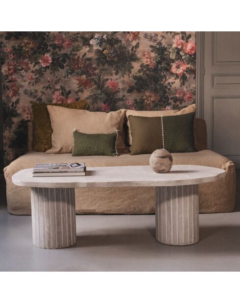 Coussin en coton flammé vert 25x40cm