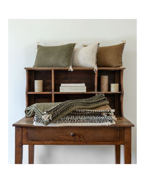 Coussin en coton flammé vert 25x40cm