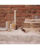 Leinentischdecke mit beigen Lurexfäden 100x100cm