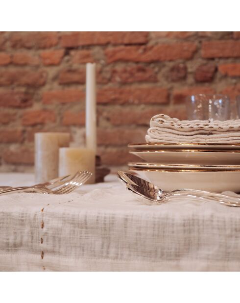 Linnen tafelkleed met beige lurexdraden 100x100cm