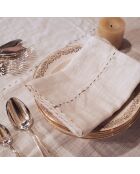 Leinentischdecke mit beigen Lurexfäden 100x100cm