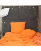 Drap housse en lin lavé terracotta 140x200cm