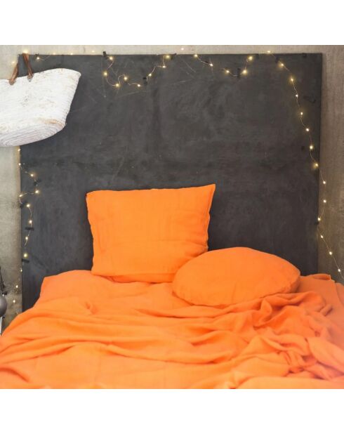 Drap housse en lin lavé terracotta 140x200cm