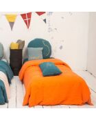 Parure de lit en lin lavé 1 place terracotta 140x200 cm