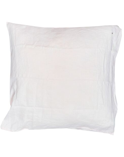 Taie d'oreiller en lin lavé rose pâle 65x65cm