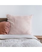 Taie d'oreiller en lin lavé rose pâle 65x65cm