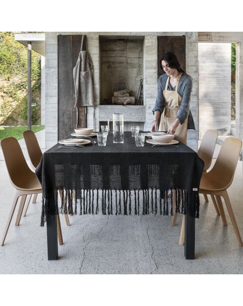 130x200cm zwart handgemaakt gehaakt tafelkleed