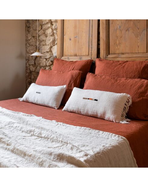 Coussin en lin terre brûlée 80x80cm