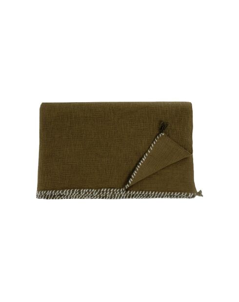 Plaid en coton flammé vert 140x220cm