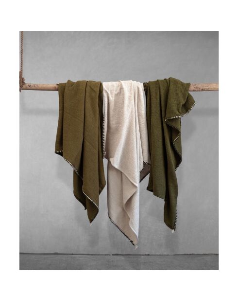 Plaid en coton flammé vert 140x220cm