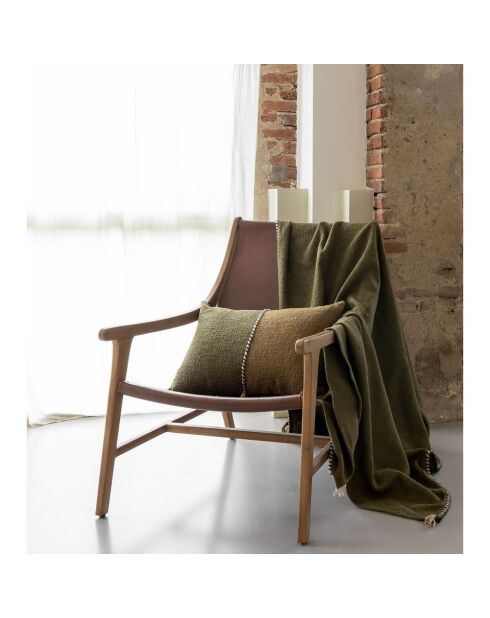 Plaid en coton flammé vert 140x220cm