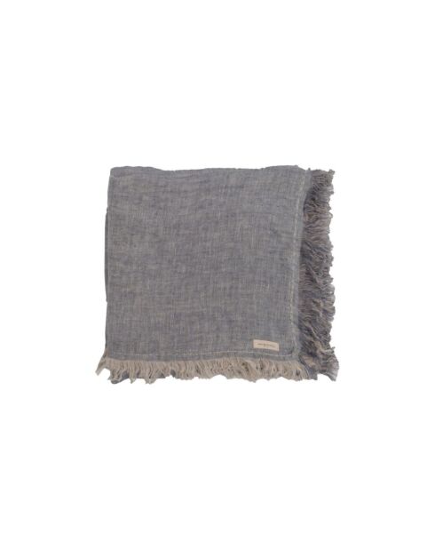 Plaid en double gaze de lin bleu 140x230cm