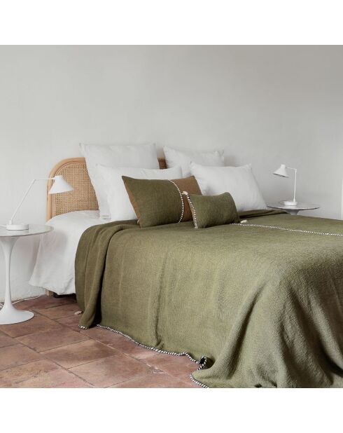 Couvre-lit en coton flammé vert 250x250cm