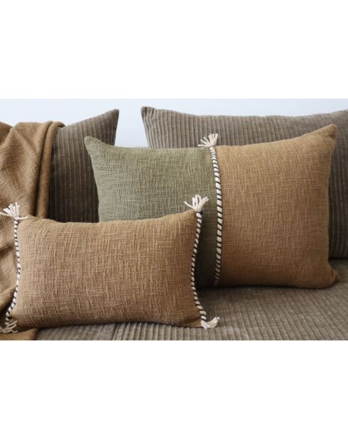 Coussin en coton flammé bronze 25x40cm