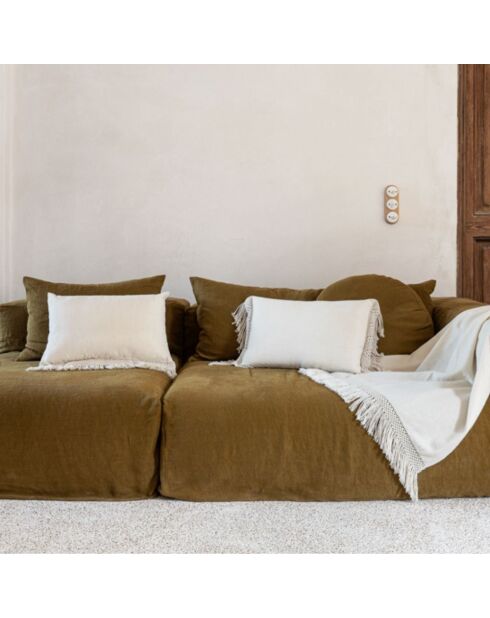 Coussin artisanal en laine beige 40x60 cm