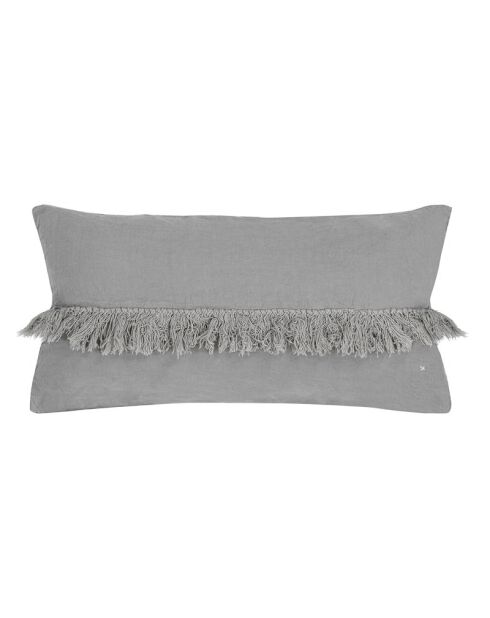 Coussin en lin frangé gris 30x60cm