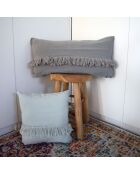 Coussin en lin frangé gris 30x60cm