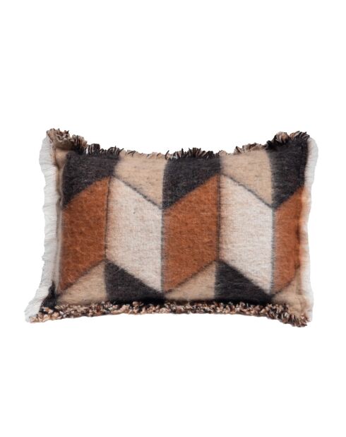 Coussin en laine motif 70s marron 40x60cm