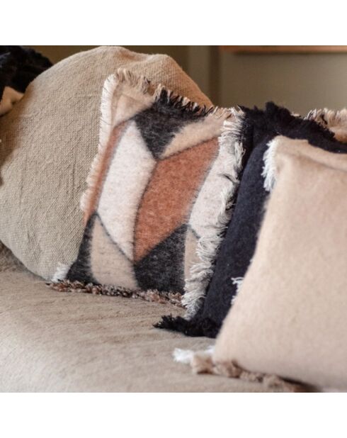 Coussin en laine motif 70s marron 40x60cm