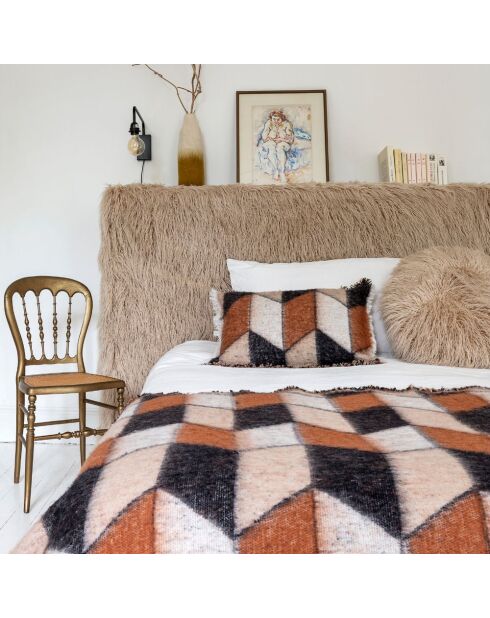 Coussin en laine motif 70s marron 40x60cm