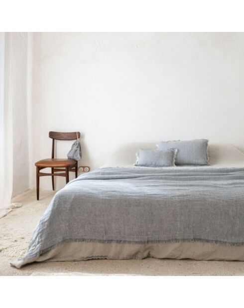 Coussin Coton en lin & coton bleu 40x60cm