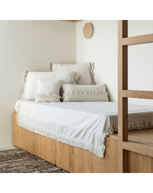 Plaid en lin & coton finitions frangées plume 150x180cm