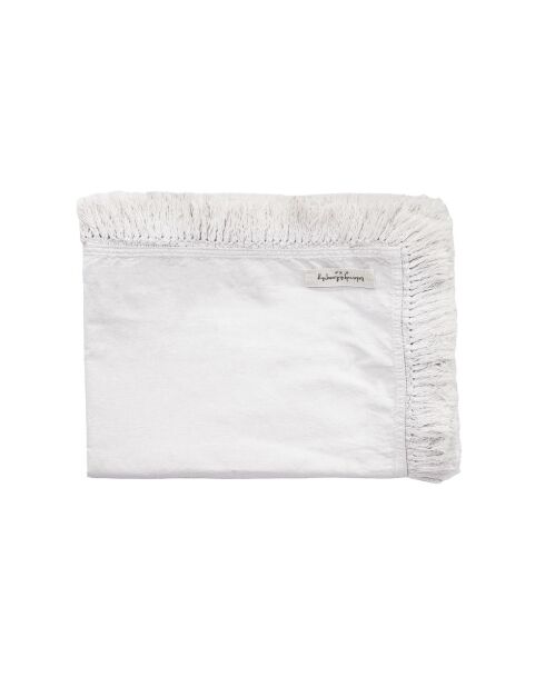 Plaid en lin & coton finitions frangées blanc 150x180cm