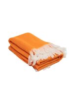 Plaid en laine finitions frangées orange 135x230cm