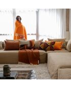 Plaid en laine finitions frangées orange 135x230cm