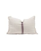 Coussin en lin & coton chevron blanc/violet 40x60cm