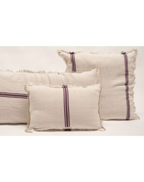 Coussin en lin & coton chevron blanc/violet 40x60cm