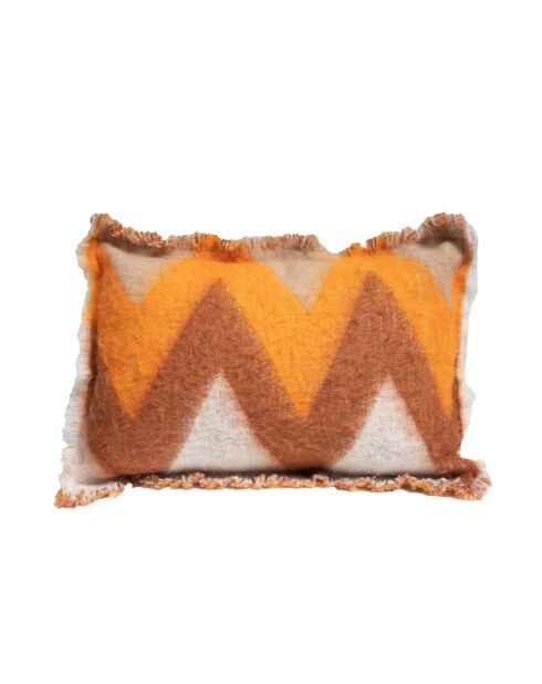 Coussin en laine motif 70s orange 40x60cm