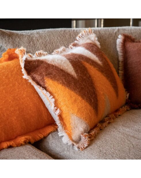 Coussin en laine motif 70s orange 40x60cm