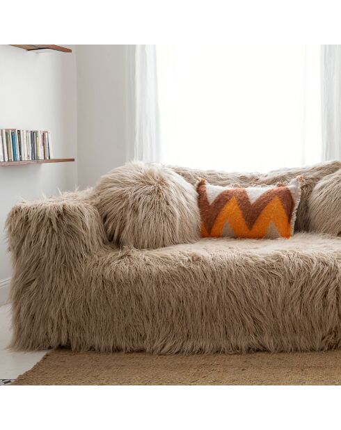 Coussin en laine motif 70s orange 40x60cm