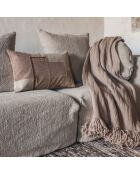 Plaid frangé en laine & coton beige 140x220 cm