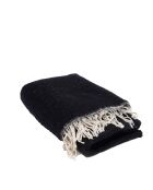 Plaid en laine finitions frangées noir 135x230cm