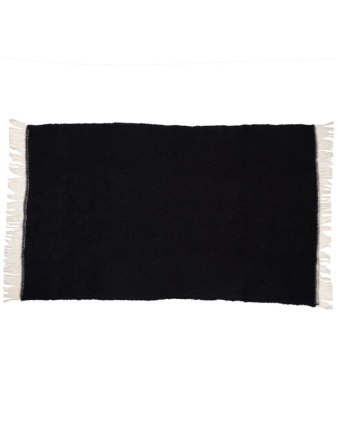Plaid en laine finitions frangées noir 135x230cm