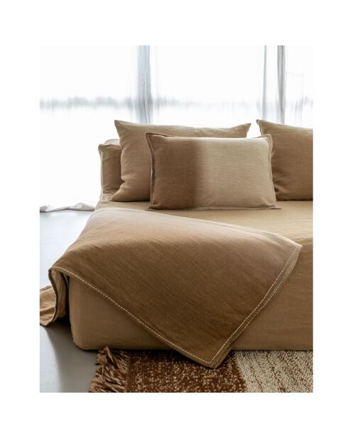 Plaid en laine et coton vert 140x220cm