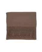 Plaid en coton & laine et détails macramé marron 90x200cm