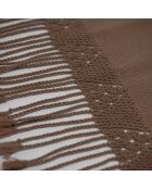 Plaid en coton & laine et détails macramé marron 90x200cm