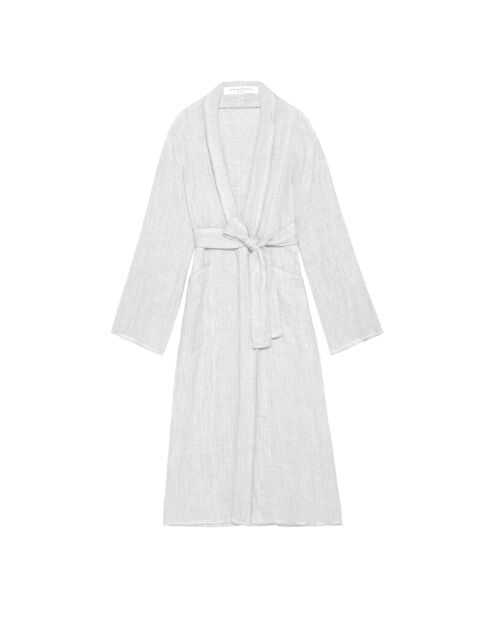 Kimono long en lin changeant plume